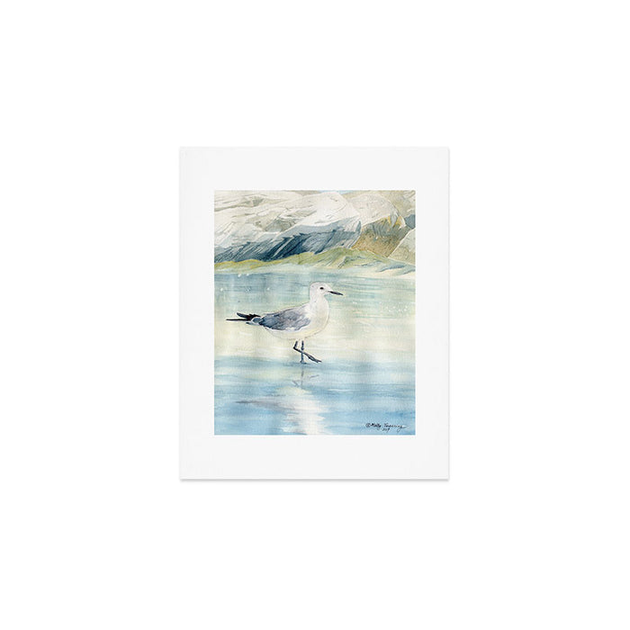 Seagull on the beach Art Print Gallery Image 1