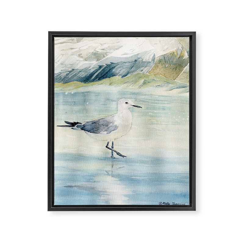 Seagull on the beach Framed Canvas Print Gallery Image 8