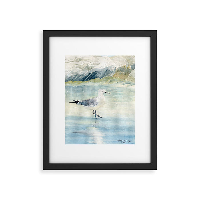 Seagull on the beach Framed Art Print Gallery Image 1