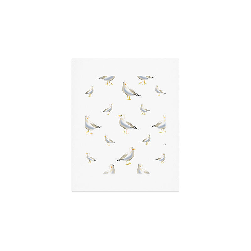 Seagull Watercolor White Background Art Print Gallery Image 1