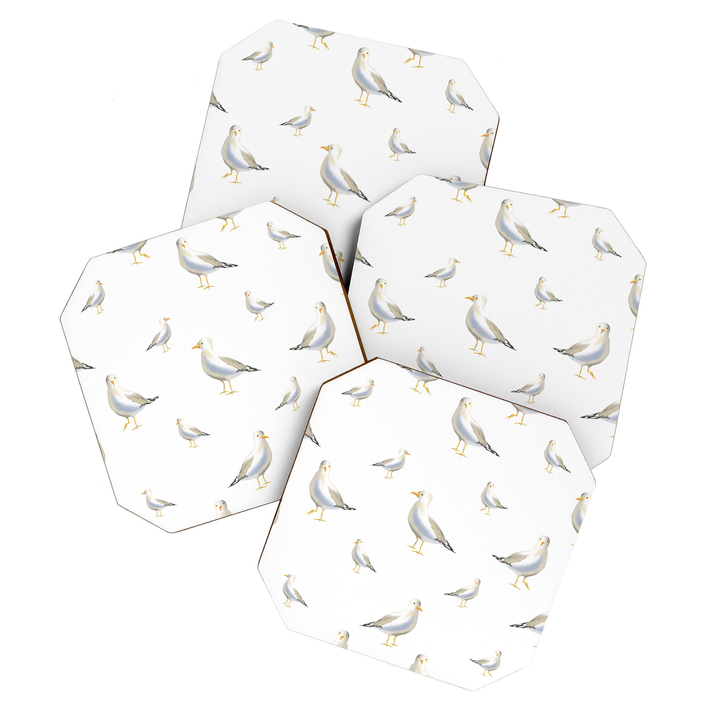 Seagull Watercolor White Background Coaster Gallery Image 1