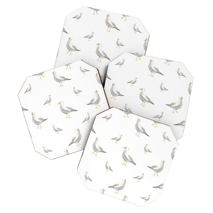 Seagull Watercolor White Background Coaster Gallery Image 1