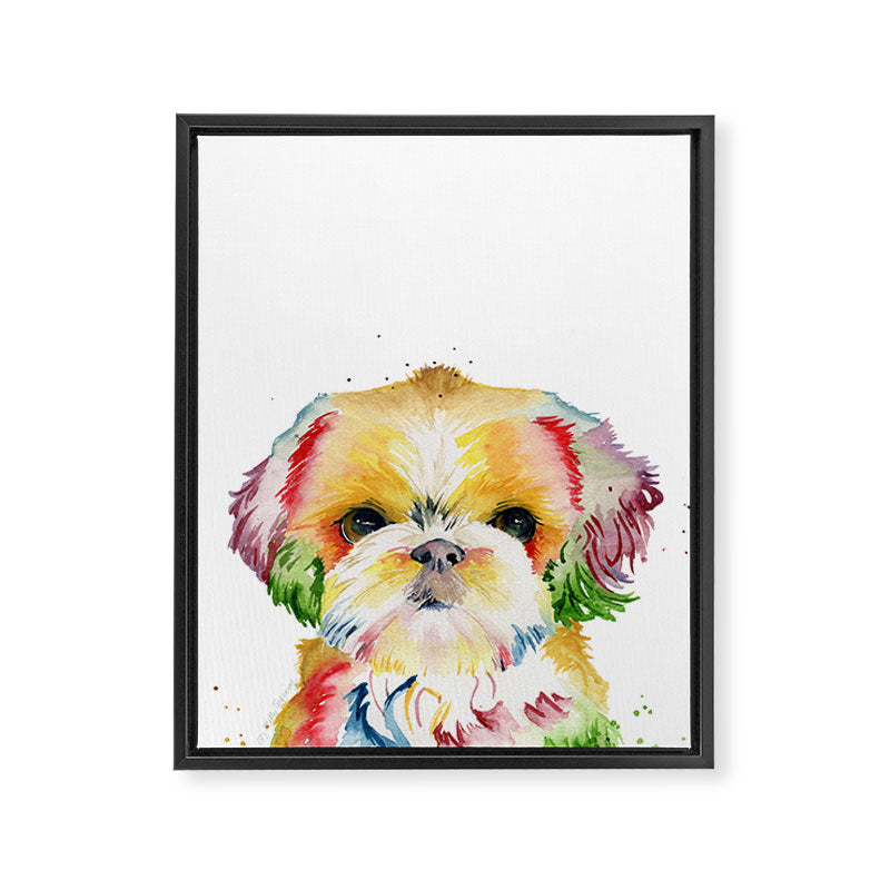 Shih Tzu Watercolor  Framed Canvas Print Gallery Image 8