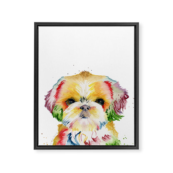 Shih Tzu Watercolor  Framed Canvas Print Gallery Image 1