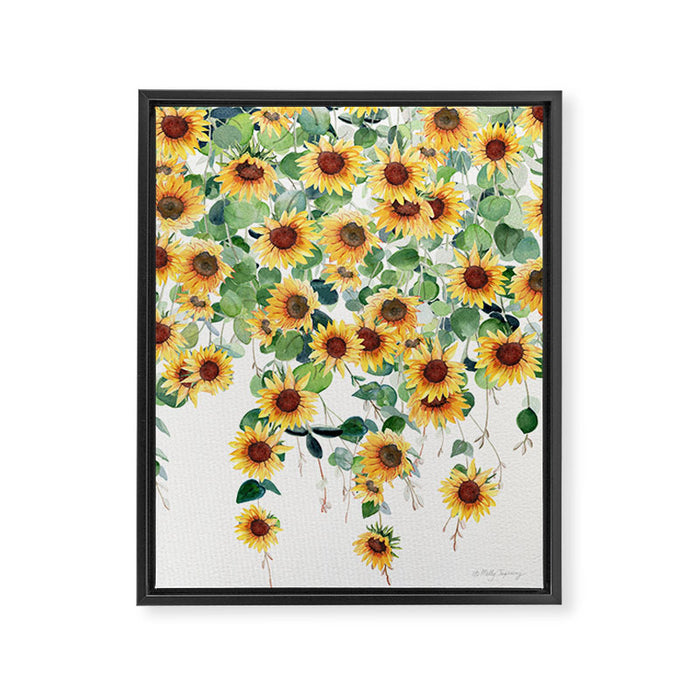 Sunflowers and Eucalyptus Garland  Framed Canvas Print Gallery Image 1