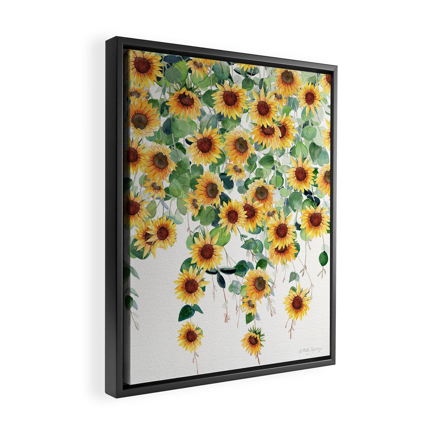 Sunflowers and Eucalyptus Garland  Framed Canvas Print Gallery Image 2