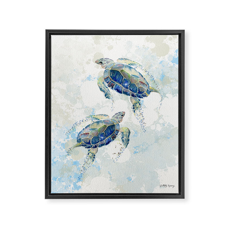 Swimming Together 2 - Sea Turtle  Framed Canvas Print Gallery Image 8