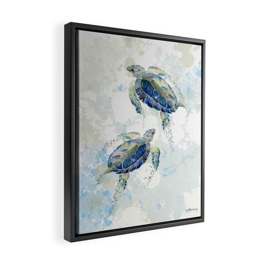 Swimming Together 2 - Sea Turtle  Framed Canvas Print Gallery Image 2