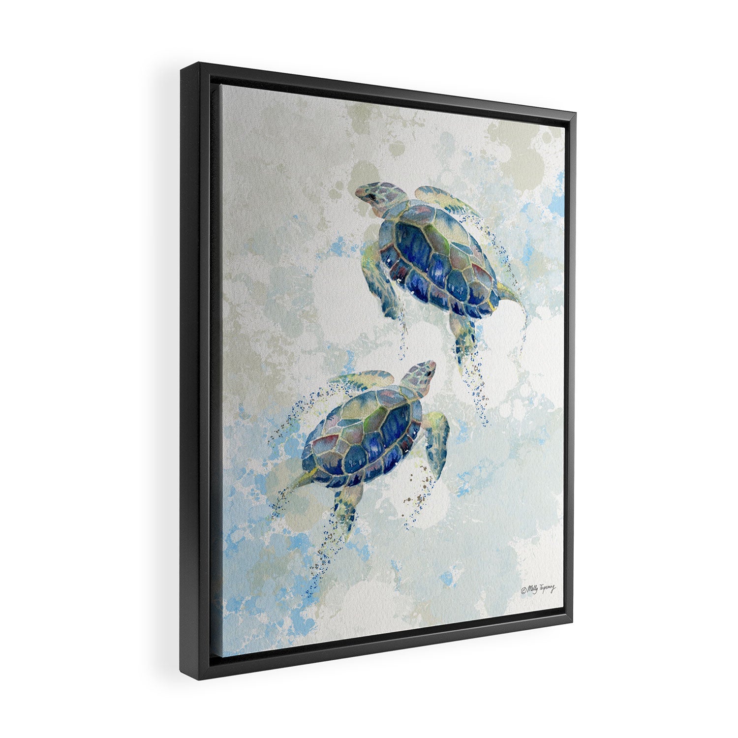 Swimming Together 2 - Sea Turtle  Framed Canvas Print Gallery Image 2