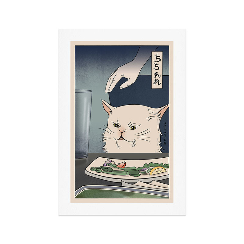 Woman Yelling at Cat Meme - Ukiyoe style (2 in series of 2) Art Print Art Print Gallery Image 1