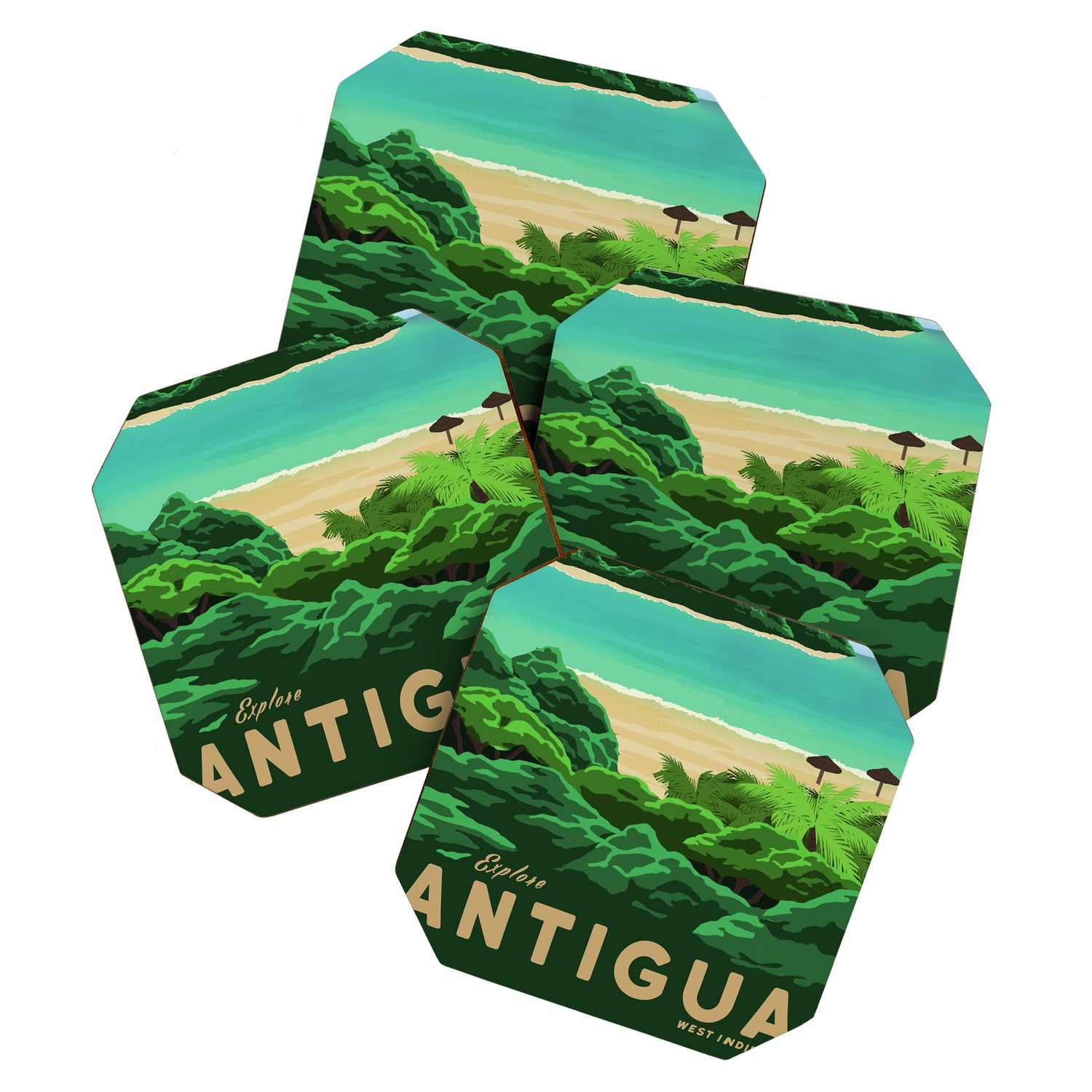 Travel Poster - antigua Coaster Gallery Image 1
