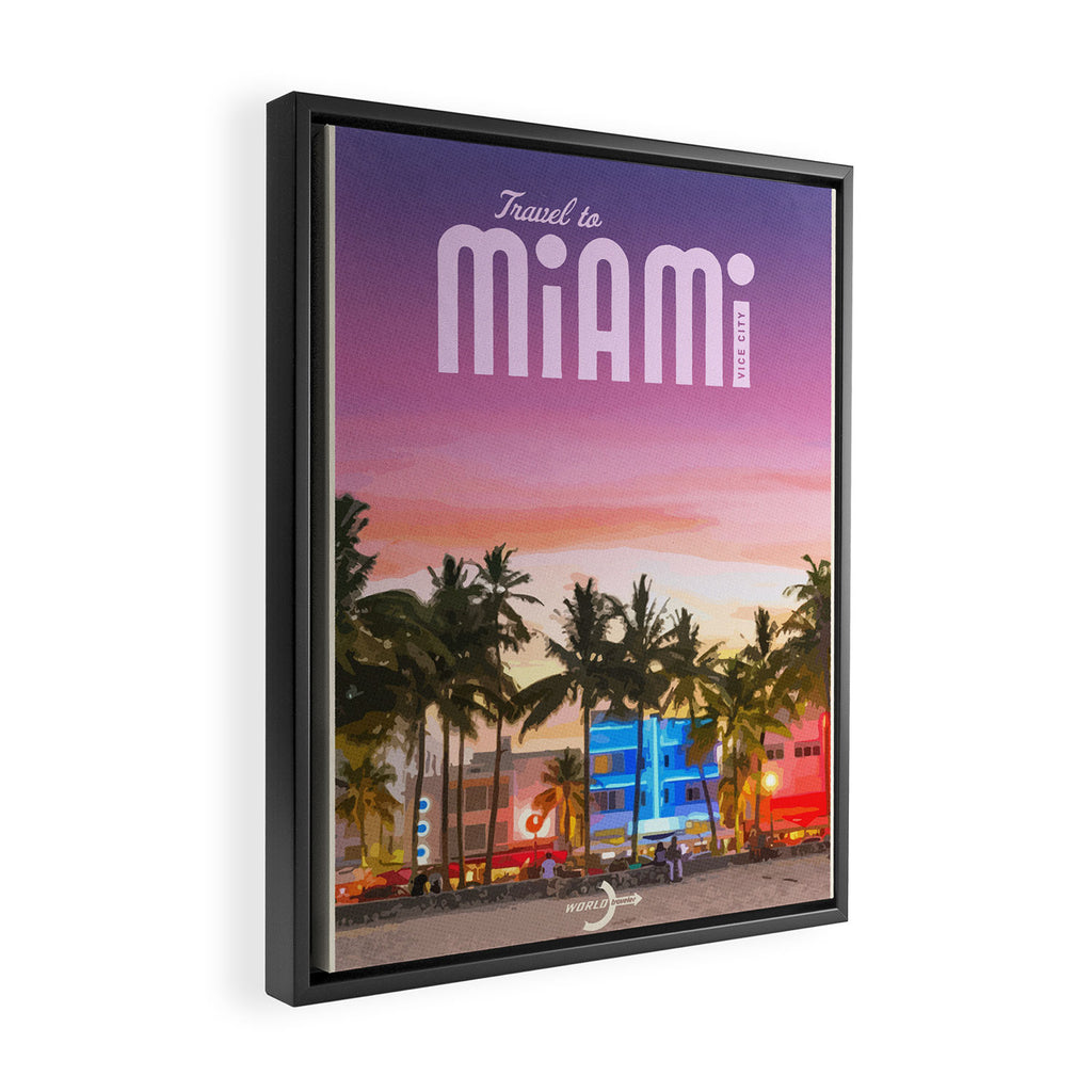 Travel to Miami Framed Canvas Print Gallery Image 2