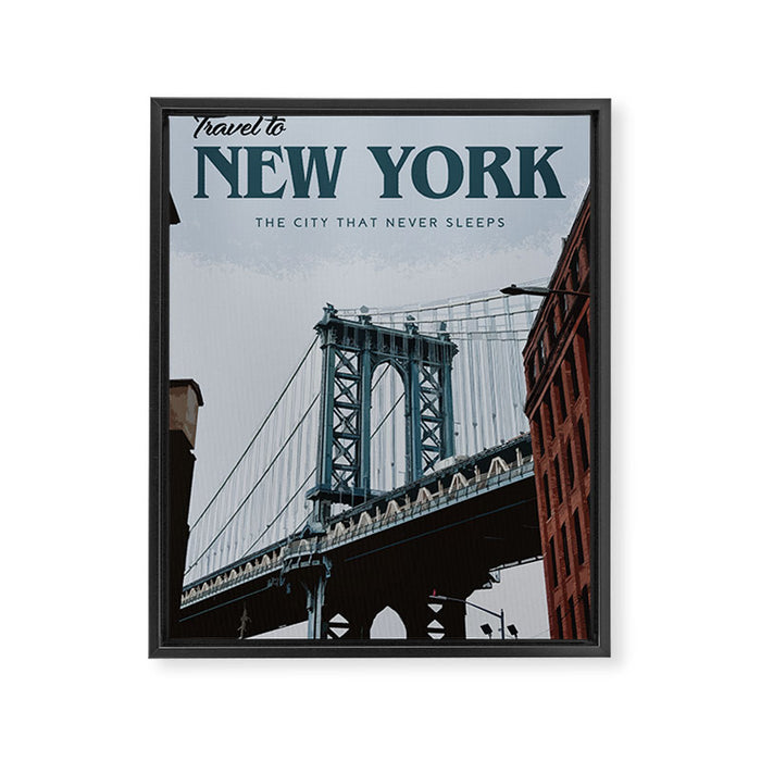 Visit New York Framed Canvas Print Gallery Image 1