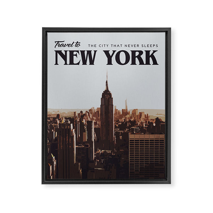 Visit New York Framed Canvas Print Gallery Image 1