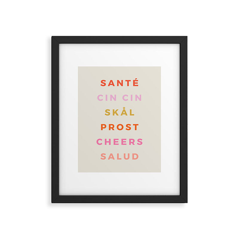 "CHEERS!" Around The World Type Print Framed Art Print Gallery Image 5