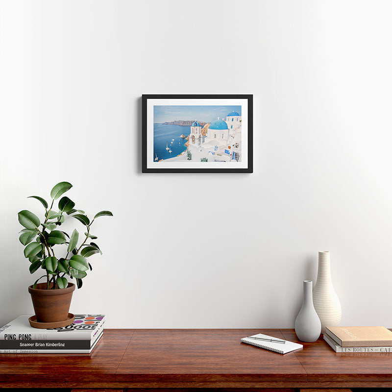 Cliffside in Santorini Framed Art Print Gallery Image 2