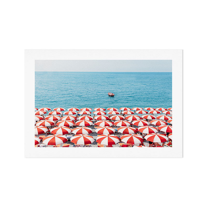 Red Umbrellas in Italy Art Print Gallery Image 1