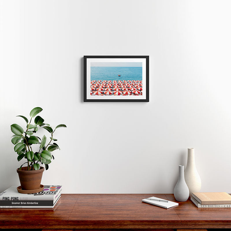 Red Umbrellas in Italy Framed Art Print Gallery Image 2