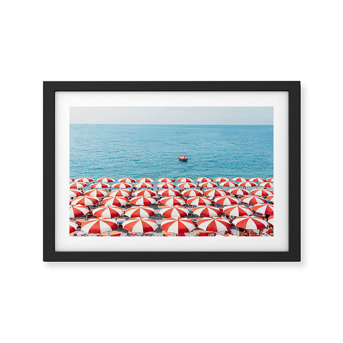 Red Umbrellas in Italy Framed Art Print Gallery Image 1