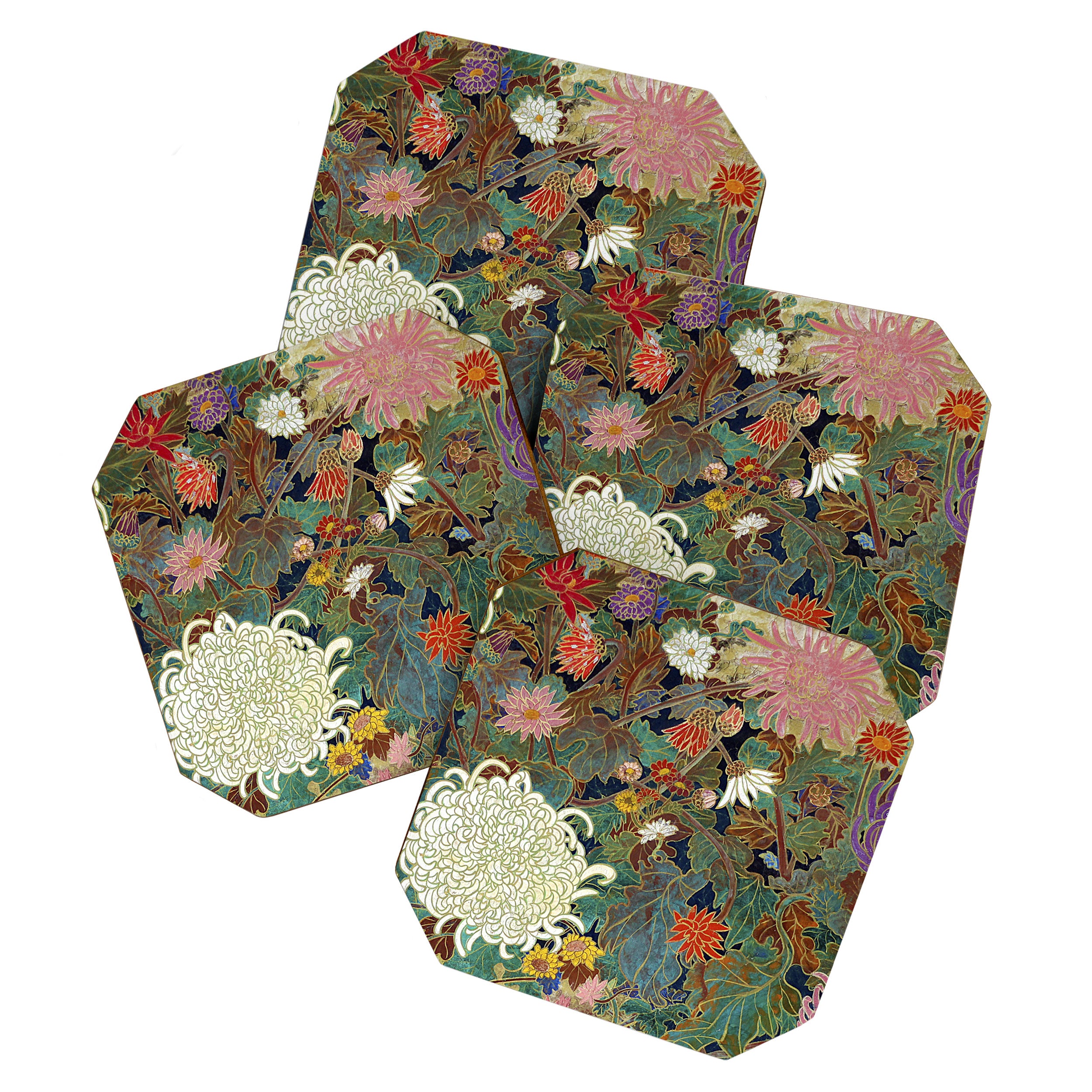 Vivid type flower Japanese painting Coaster Gallery Image 1