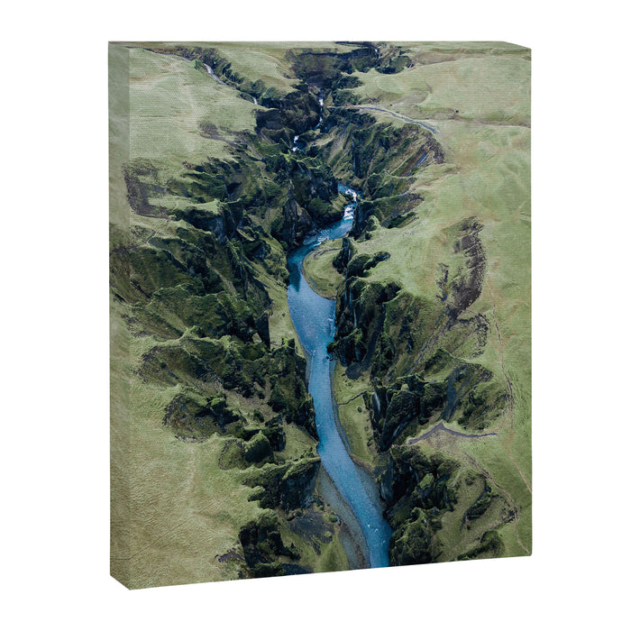 Aerial View of Fjaðrárgljúfur Canyon in Iceland Canvas Print Gallery Image 1