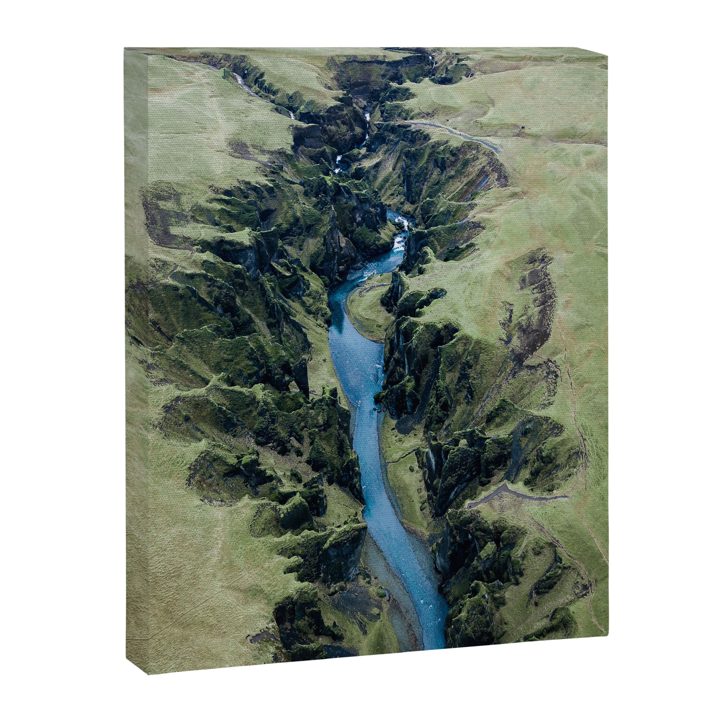 Aerial View of Fjaðrárgljúfur Canyon in Iceland Canvas Print Gallery Image 3