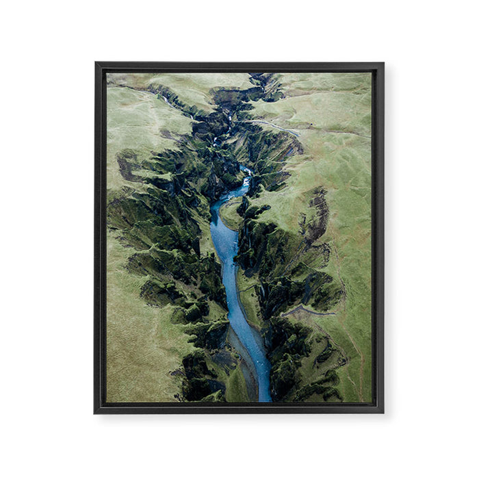 Aerial View of Fjaðrárgljúfur Canyon in Iceland Framed Canvas Print Gallery Image 1