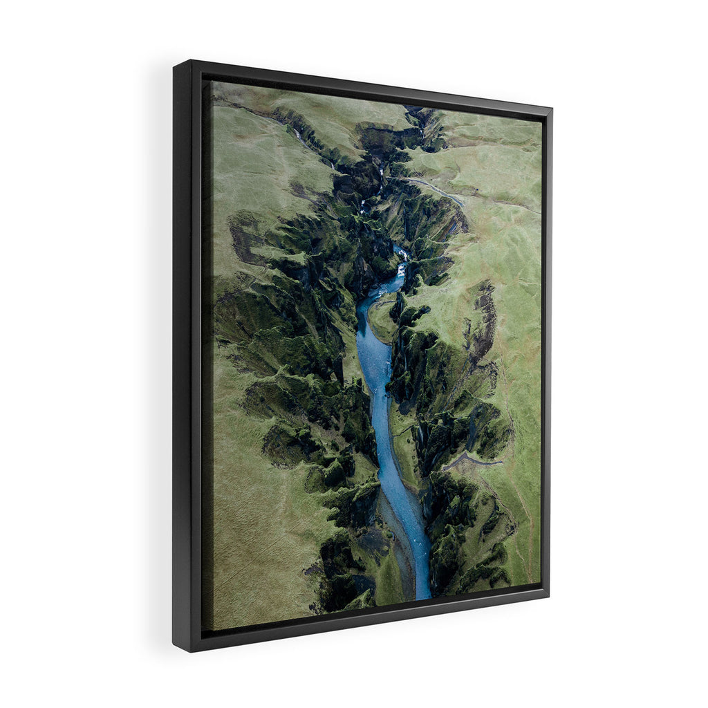 Aerial View of Fjaðrárgljúfur Canyon in Iceland Framed Canvas Print Gallery Image 2