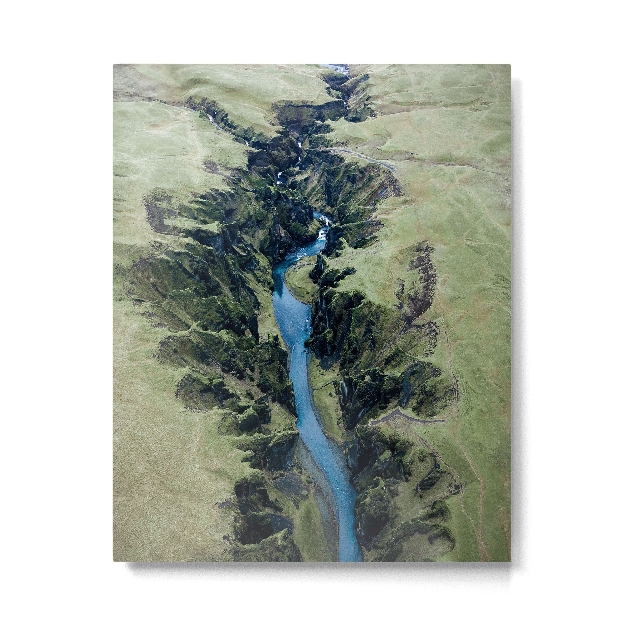 Aerial View of Fjaðrárgljúfur Canyon in Iceland Metal Print Gallery Image 4