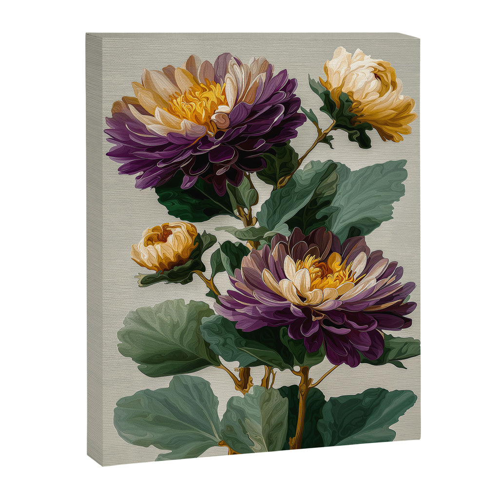 Birthflower Gift Aster Flower Art Floral Print Japanese Wall Art Poster Birthday Painting for her Canvas Print Gallery Image 6