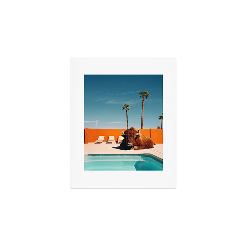Bison By The Pool In Palm Springs Art Print Gallery Image 1
