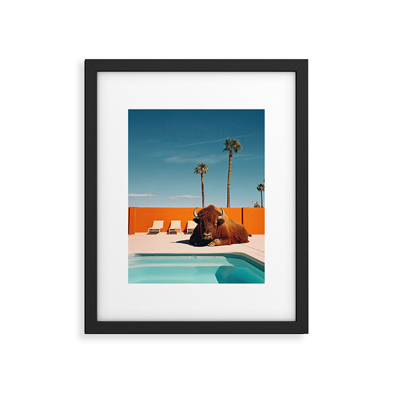 Bison By The Pool In Palm Springs Framed Art Print Gallery Image 5