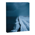 Black Sand Beach with snow in Iceland during a storm â Moody Landscape Photography Canvas Print Gallery Image 6