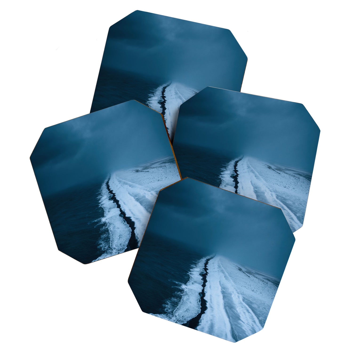 Black Sand Beach with snow in Iceland during a storm â Moody Landscape Photography Coaster Gallery Image 1