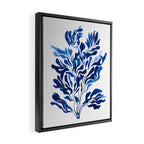Blue Floral Print Minimalist Japanese Wall Art Framed Canvas Print Gallery Image 2