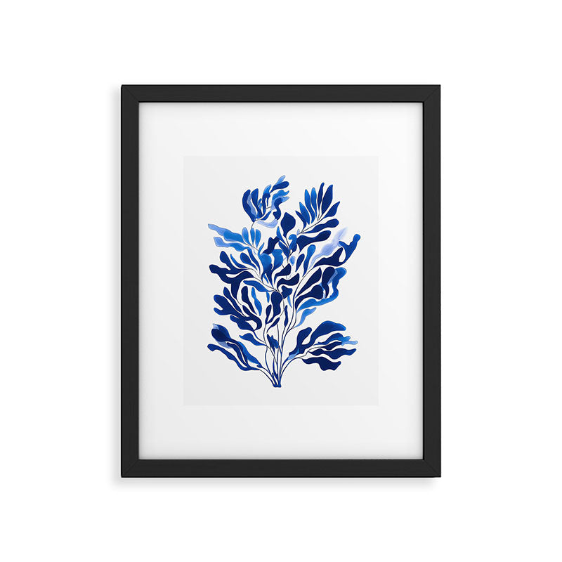 Blue Floral Print Minimalist Japanese Wall Art Framed Art Print Gallery Image 5