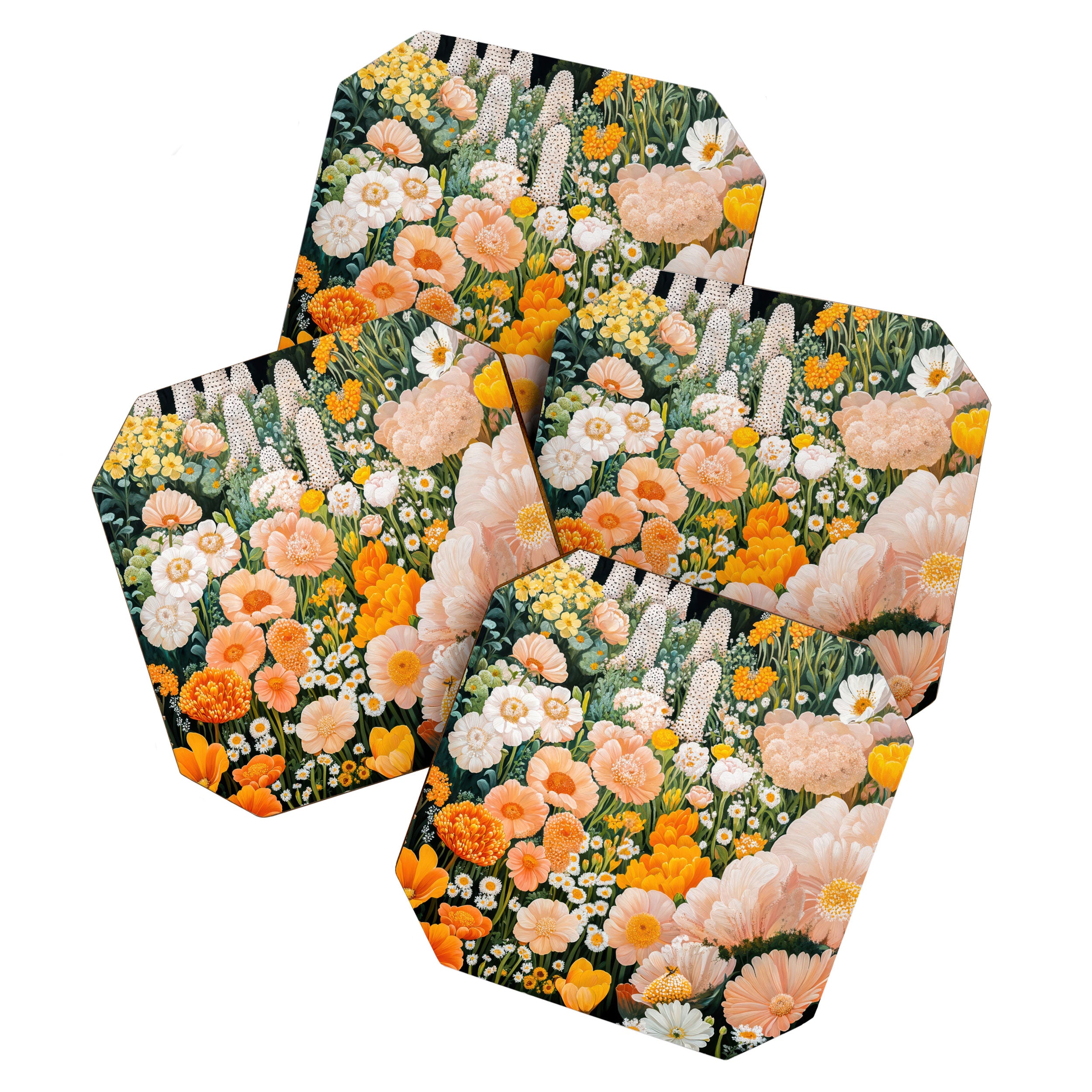 Botanical Art Maximalist Poster Dopamine Decor Japanese Painting Floral Art Flower Print Japandi Art Coaster Gallery Image 1
