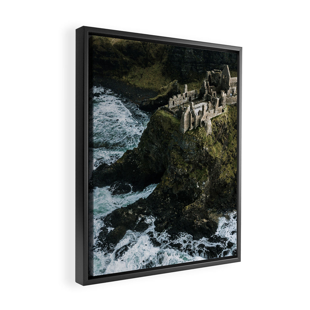 Castle Ruin by the Irish Sea Framed Canvas Print Gallery Image 2