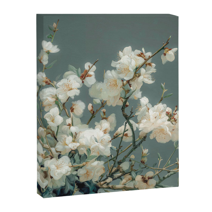 Cherry Blossom Painting Japanese Wall Art Floral Print Wabi Sabi Art Sage Green Poster japandi Art Canvas Print Gallery Image 1