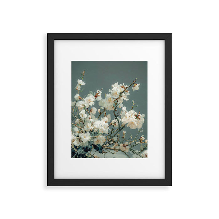 Cherry Blossom Painting Japanese Wall Art Floral Print Wabi Sabi Art Sage Green Poster japandi Art Framed Art Print Gallery Image 1