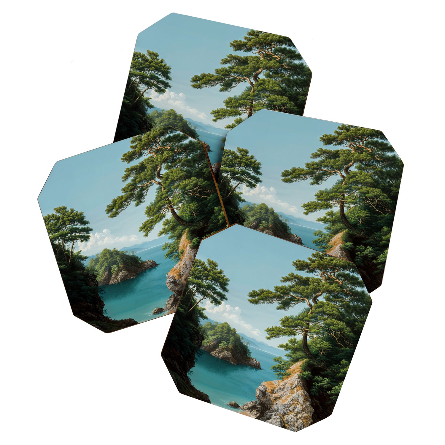 Coastal summer beach Japanese Wall Art Botanical Japandi Wall Art Painting Living Room Decor Coaster Gallery Image 1