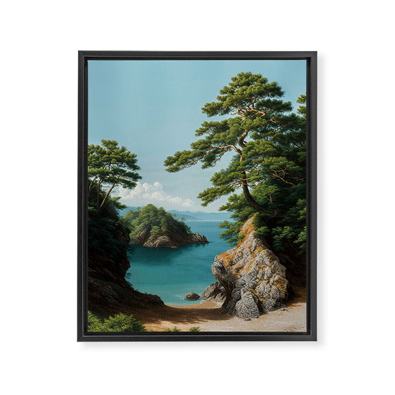 Coastal summer beach Japanese Wall Art Botanical Japandi Wall Art Painting Living Room Decor Framed Canvas Print Gallery Image 6