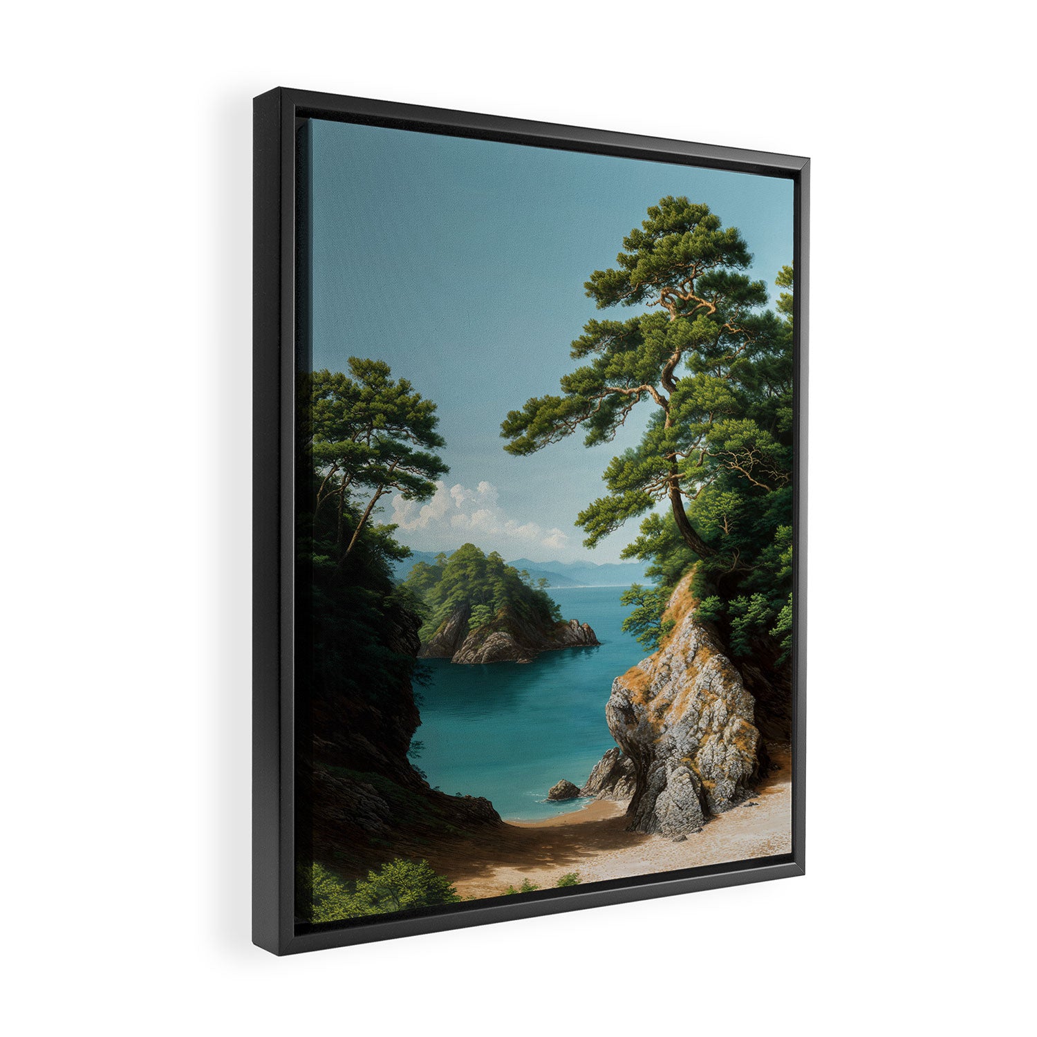 Coastal summer beach Japanese Wall Art Botanical Japandi Wall Art Painting Living Room Decor Framed Canvas Print Gallery Image 2
