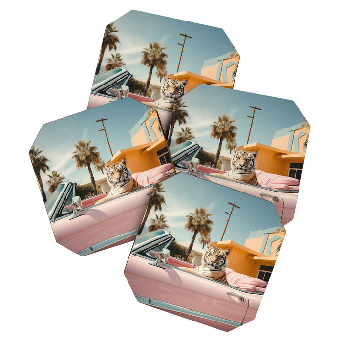 Cool Tiger in a pastel Cabrio in Palm Springs Coaster Gallery Image 1