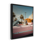 Cool Tiger in a pastel Cabrio in Palm Springs Framed Canvas Print Gallery Image 2