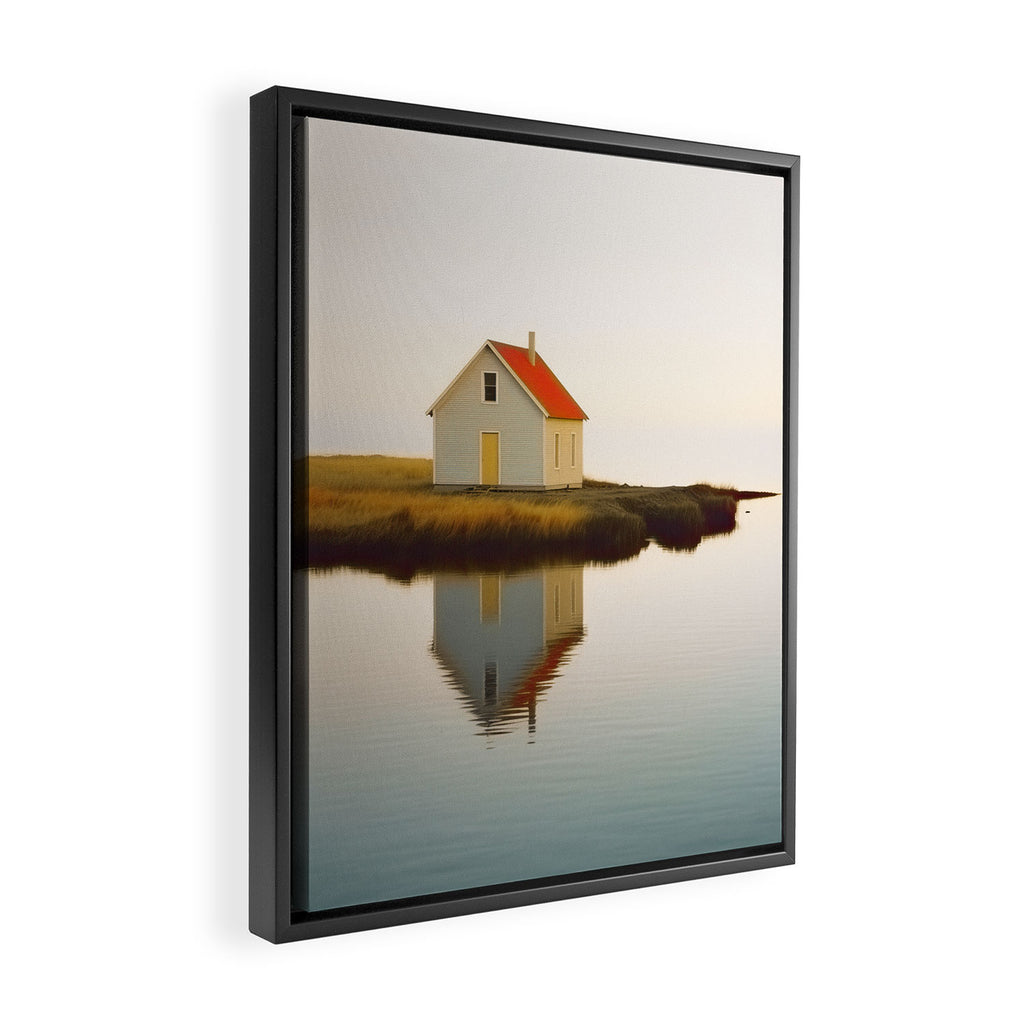 Cute Little Cabin In Iceland Framed Canvas Print Gallery Image 2