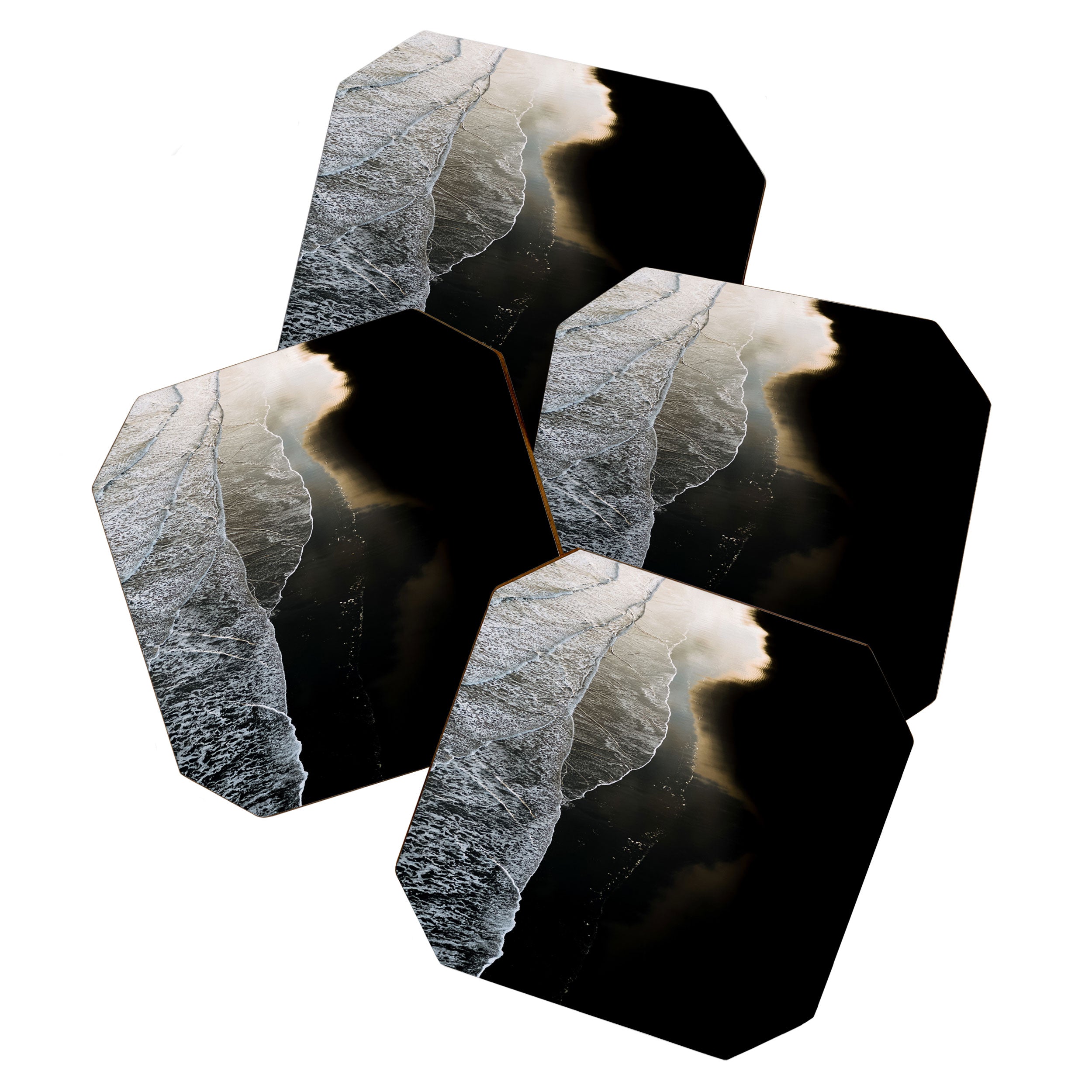 Endless Black Sand Beach Landscape In Iceland Coaster Gallery Image 1