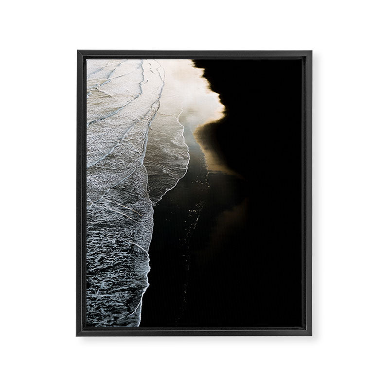 Endless Black Sand Beach Landscape In Iceland Framed Canvas Print Gallery Image 3