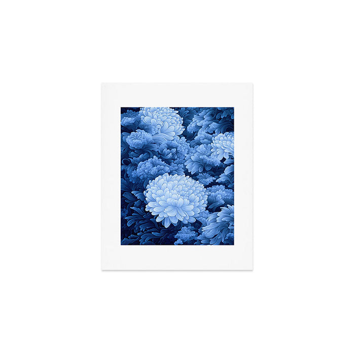 Floral Art Navy Blue Botanical Wall Art Maximalist Poster Dopamine Decor Flower Pattern Gift for Her Art Print Gallery Image 1