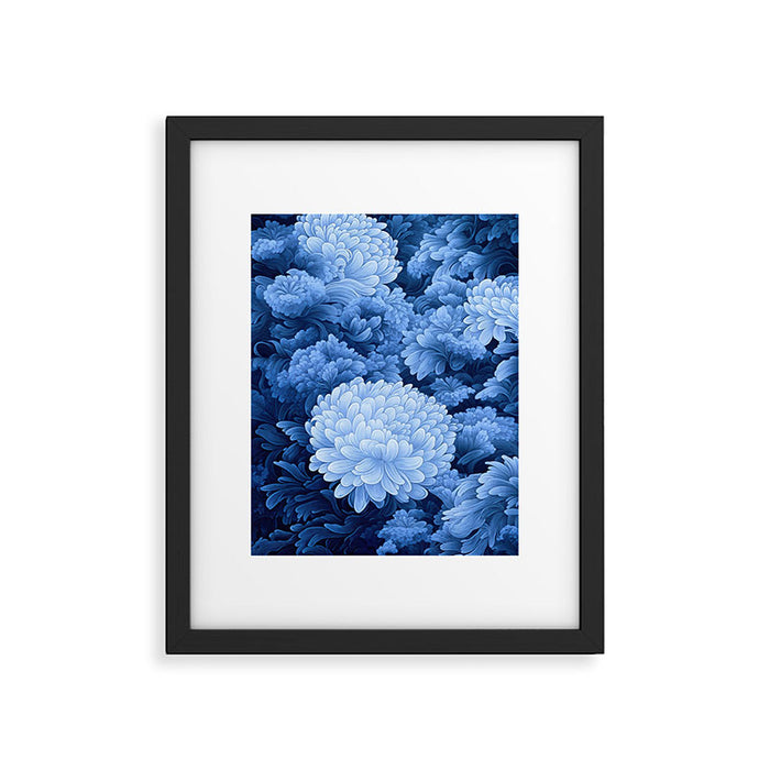 Floral Art Navy Blue Botanical Wall Art Maximalist Poster Dopamine Decor Flower Pattern Gift for Her Framed Art Print Gallery Image 1